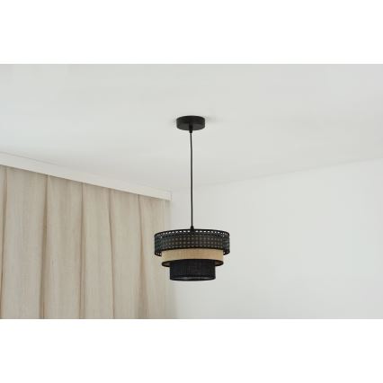 Brilagi - Lestenec na vrvici DAKOTA LUNETA 1xE27/15W/230V pr. 25 cm črna/bež