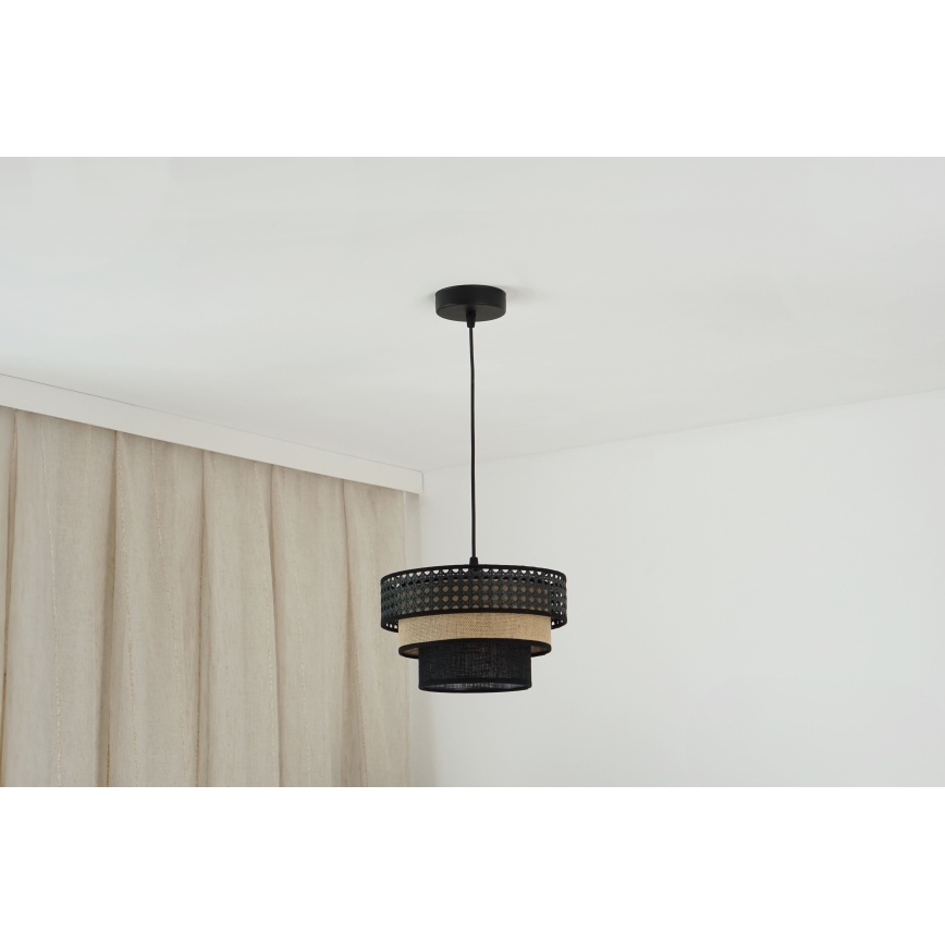 Brilagi - Lestenec na vrvici DAKOTA LUNETA 1xE27/15W/230V pr. 25 cm črna/bež