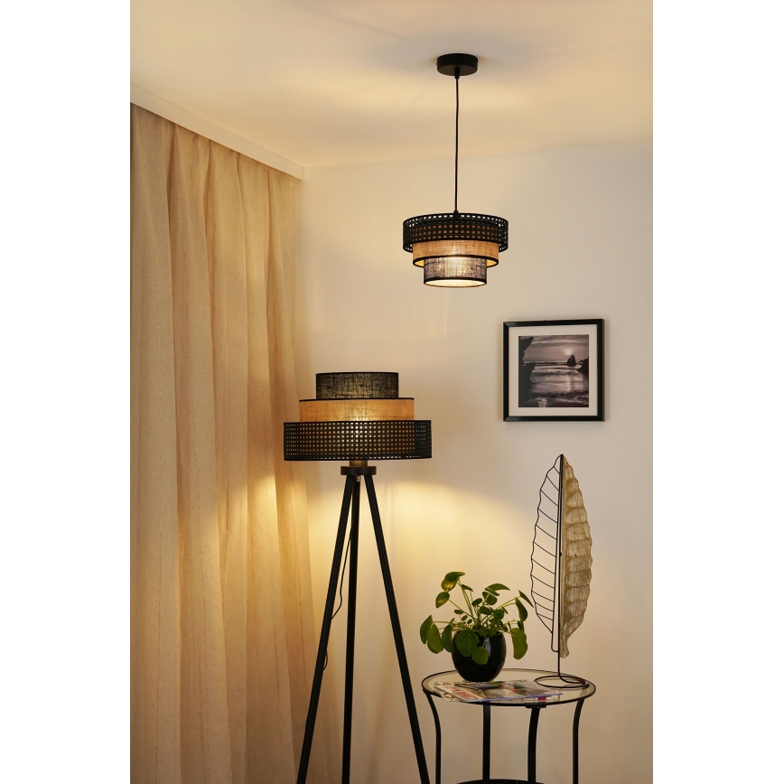 Brilagi - Lestenec na vrvici DAKOTA LUNETA 1xE27/15W/230V pr. 25 cm črna/bež