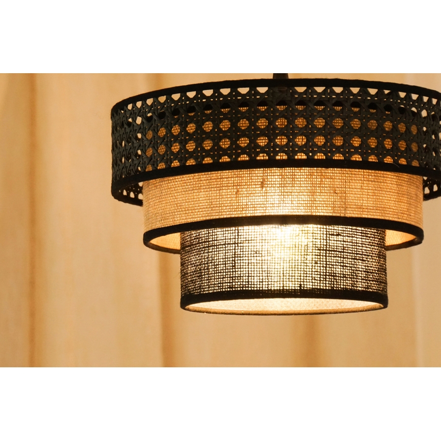 Brilagi - Lestenec na vrvici DAKOTA LUNETA 1xE27/15W/230V pr. 25 cm črna/bež