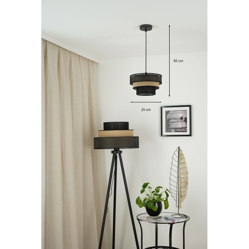 Brilagi - Lestenec na vrvici DAKOTA LUNETA 1xE27/15W/230V pr. 25 cm črna/bež