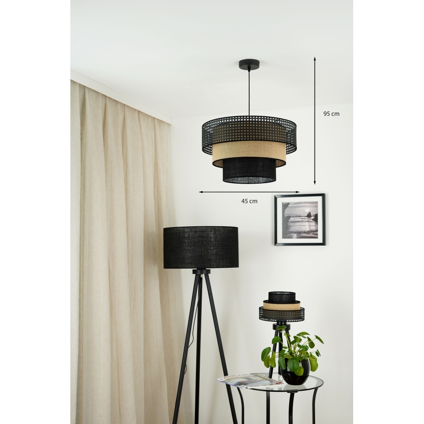 Brilagi - Lestenec na vrvici DAKOTA LUNETA 1xE27/15W/230V pr. 45 cm črna/bež