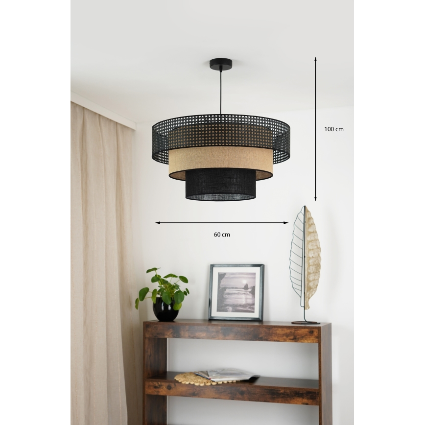 Brilagi - Lestenec na vrvici DAKOTA LUNETA 1xE27/15W/230V pr. 60 cm črna/bež