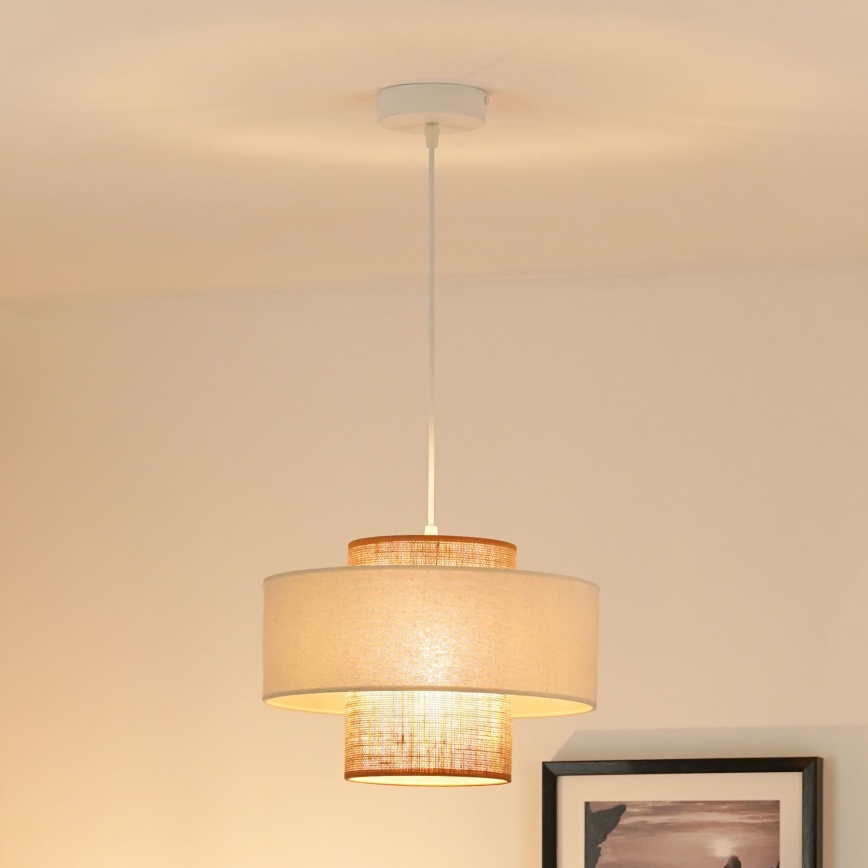 Brilagi - Lestenec na vrvici DALLAS 1xE27/15W/230V pr. 30 cm rjava/krem barva/bela