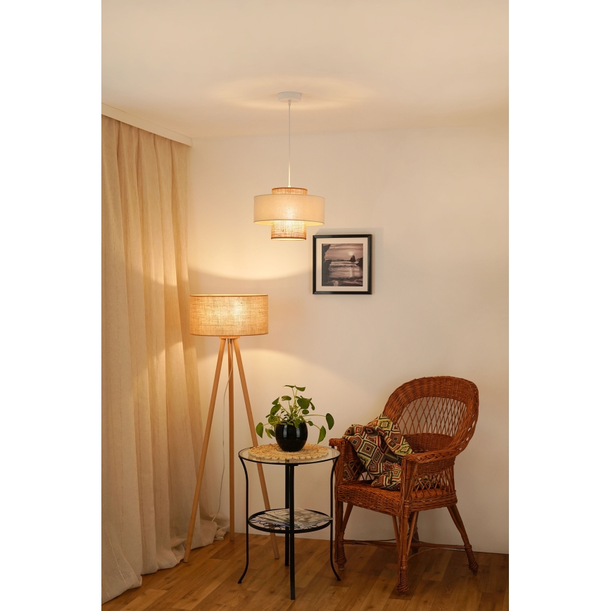 Brilagi - Lestenec na vrvici DALLAS 1xE27/15W/230V pr. 30 cm rjava/krem barva/bela