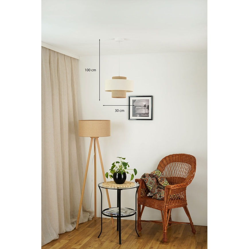 Brilagi - Lestenec na vrvici DALLAS 1xE27/15W/230V pr. 30 cm rjava/krem barva/bela