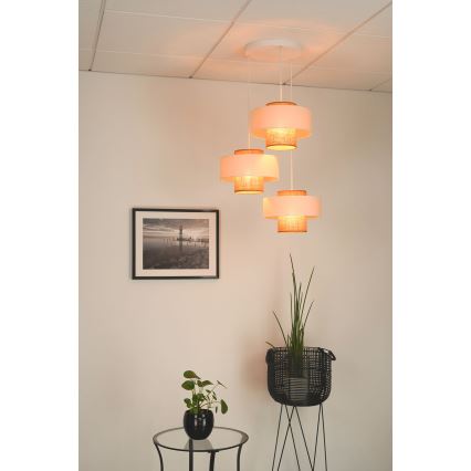 Brilagi - Lestenec na vrvici DALLAS 3xE27/15W/230V rjava/krem barva/bela