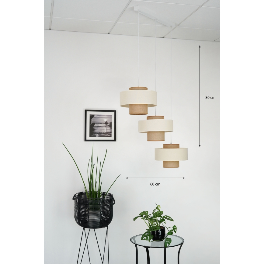 Brilagi - Lestenec na vrvici DALLAS 3xE27/15W/230V rjava/krem barva/bela
