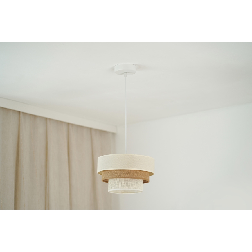 Brilagi - Lestenec na vrvici DENVER LUNETA 1xE27/15W/230V pr. 25 cm bež/rjava/krem barva