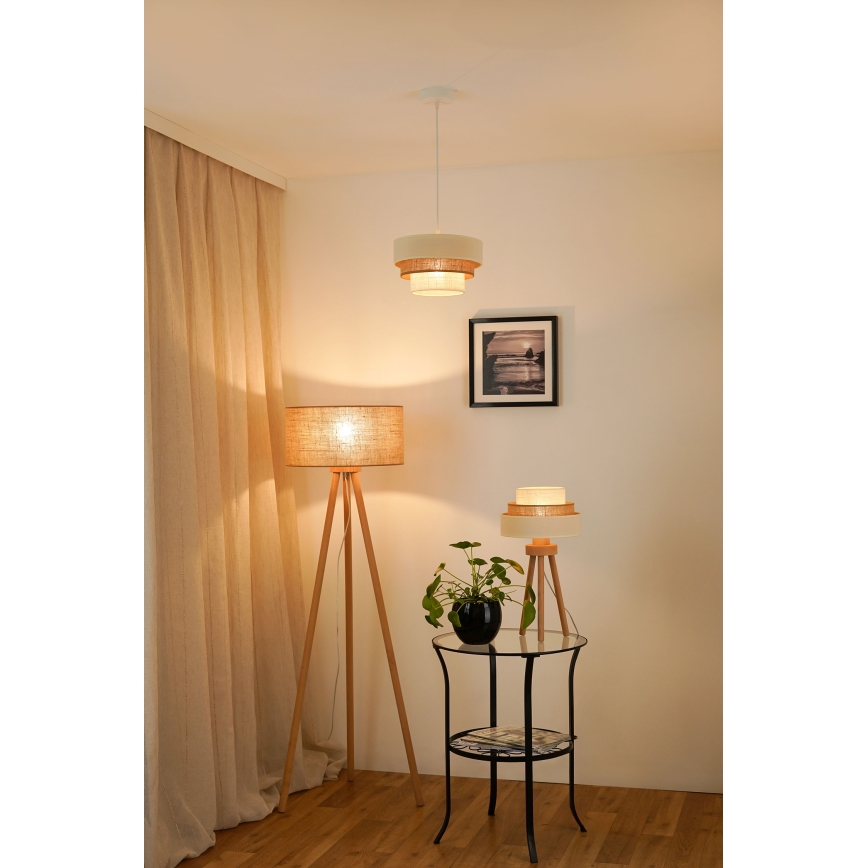 Brilagi - Lestenec na vrvici DENVER LUNETA 1xE27/15W/230V pr. 25 cm bež/rjava/krem barva