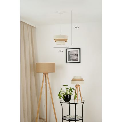 Brilagi - Lestenec na vrvici DENVER LUNETA 1xE27/15W/230V pr. 25 cm bež/rjava/krem barva