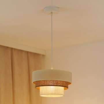 Brilagi - Lestenec na vrvici DENVER LUNETA 1xE27/15W/230V pr. 25 cm bež/rjava/krem barva