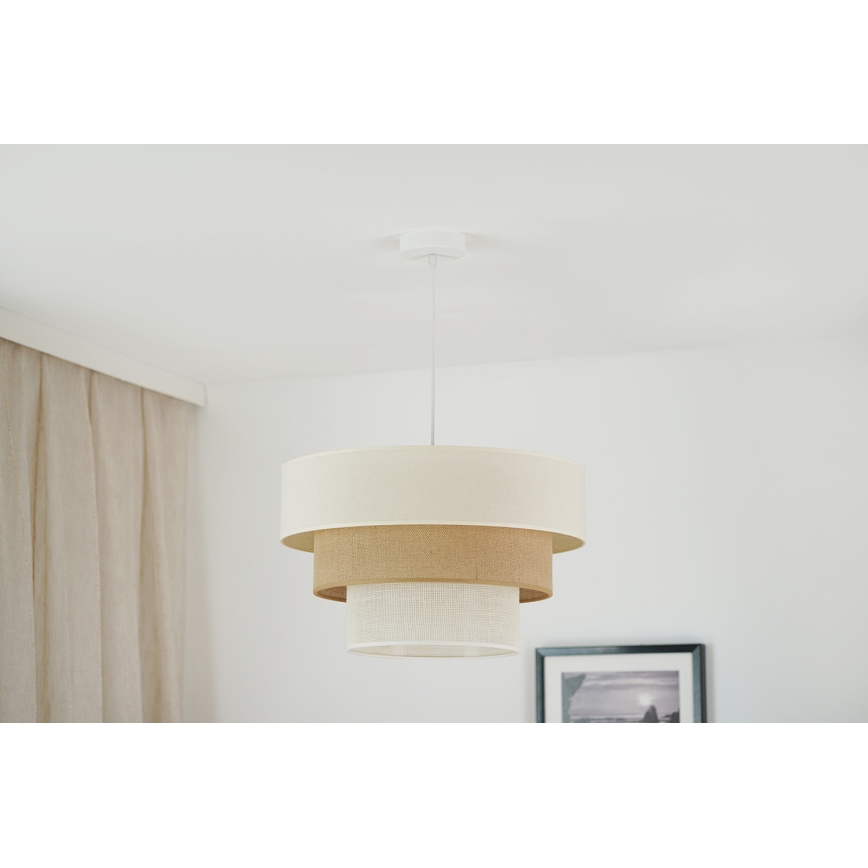 Brilagi - Lestenec na vrvici DENVER LUNETA 1xE27/15W/230V pr. 45 cm bež/rjava/krem barva