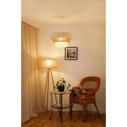 Brilagi - Lestenec na vrvici DENVER LUNETA 1xE27/15W/230V pr. 45 cm bež/rjava/krem barva