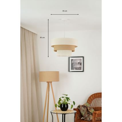 Brilagi - Lestenec na vrvici DENVER LUNETA 1xE27/15W/230V pr. 45 cm bež/rjava/krem barva