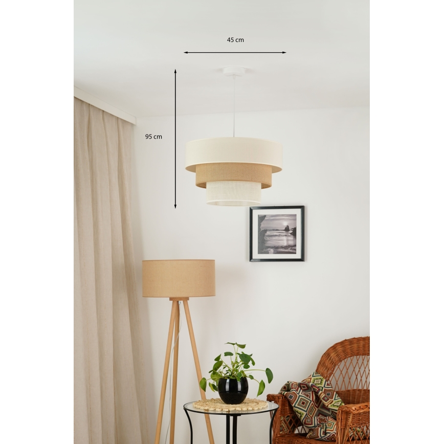 Brilagi - Lestenec na vrvici DENVER LUNETA 1xE27/15W/230V pr. 45 cm bež/rjava/krem barva