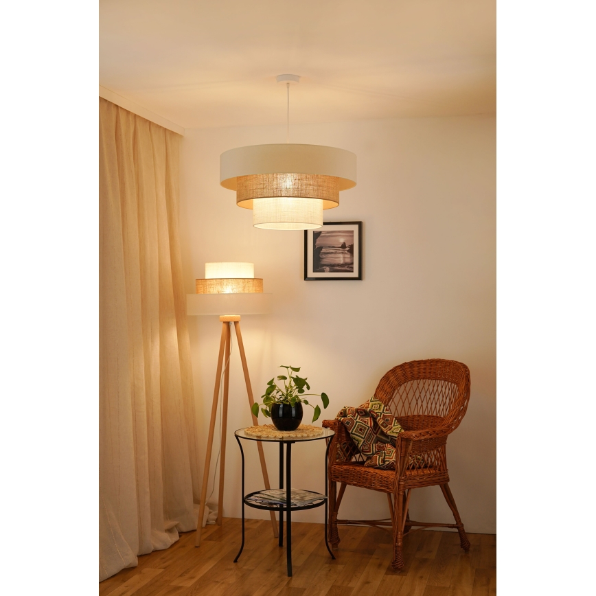 Brilagi - Lestenec na vrvici DENVER LUNETA 1xE27/15W/230V pr. 60 cm bež/rjava/krem barva
