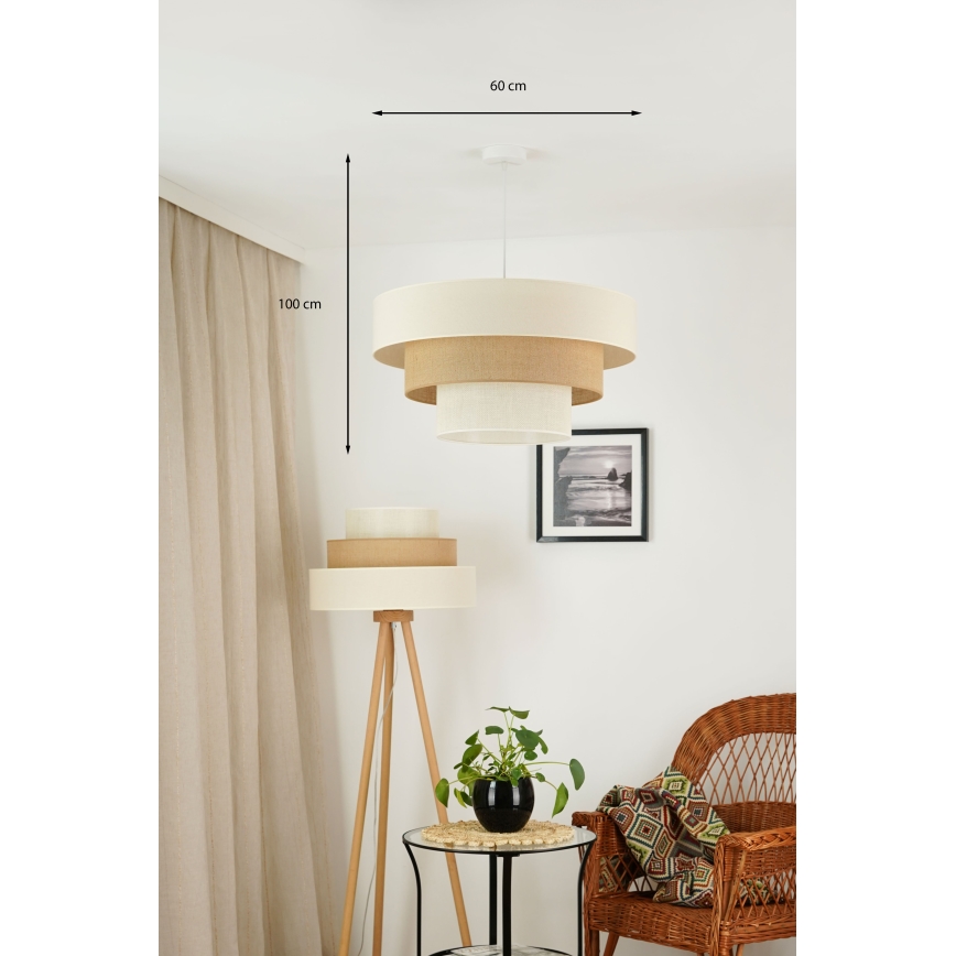 Brilagi - Lestenec na vrvici DENVER LUNETA 1xE27/15W/230V pr. 60 cm bež/rjava/krem barva