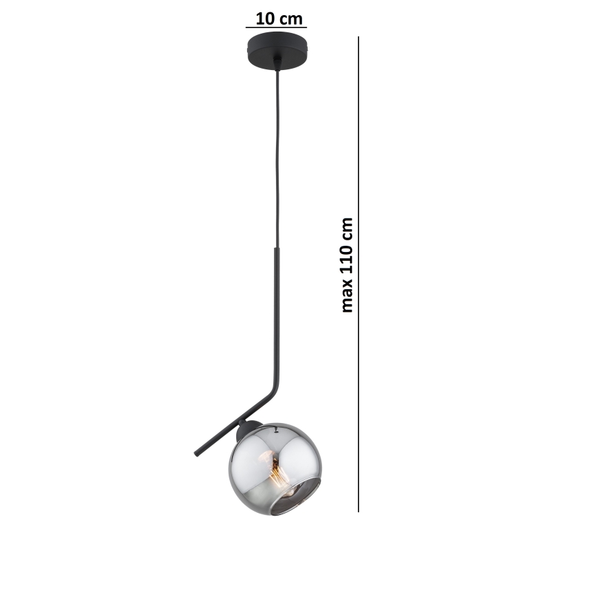 Brilagi - Lestenec na vrvici DIOR 1xE27/60W/230V črna/dimna siva