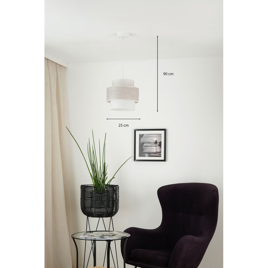 Brilagi - Lestenec na vrvici DOVER SPACE 1xE27/15W/230V pr. 25 cm siva/krem barva