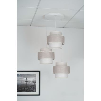 Brilagi - Lestenec na vrvici DOVER SPACE 3xE27/15W/230V siva/krem barva