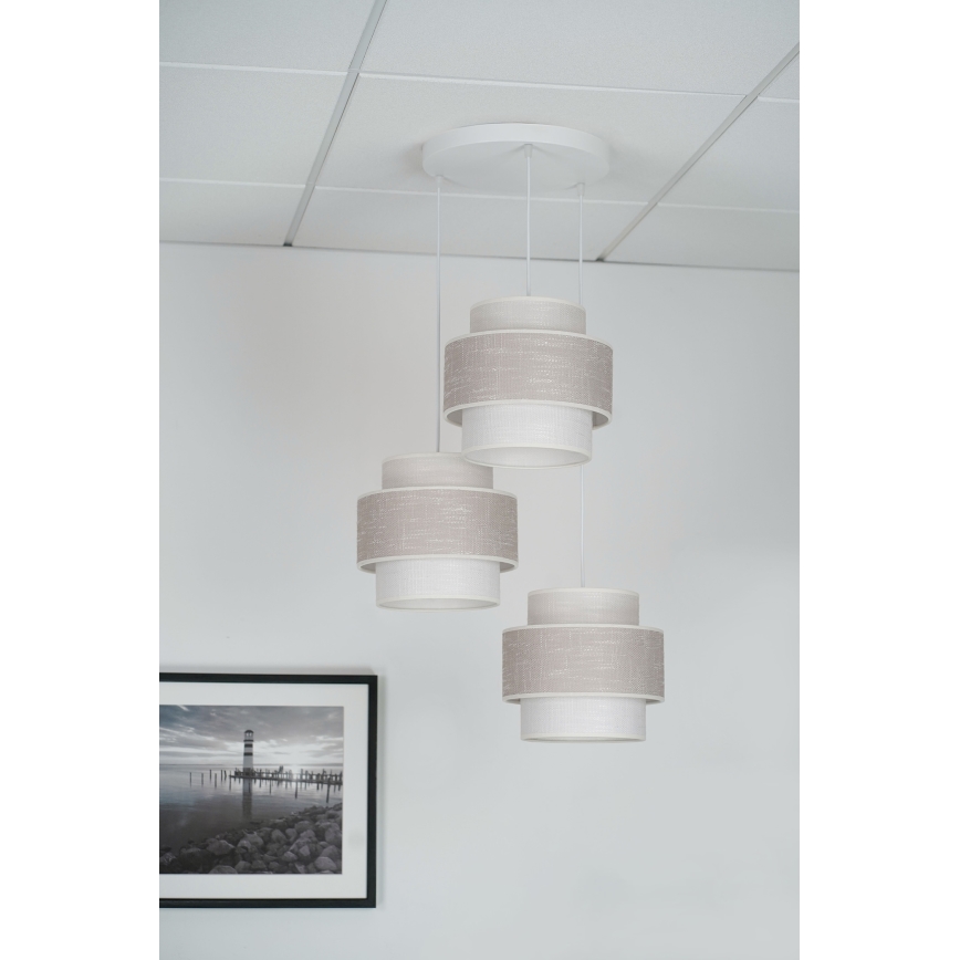 Brilagi - Lestenec na vrvici DOVER SPACE 3xE27/15W/230V siva/krem barva