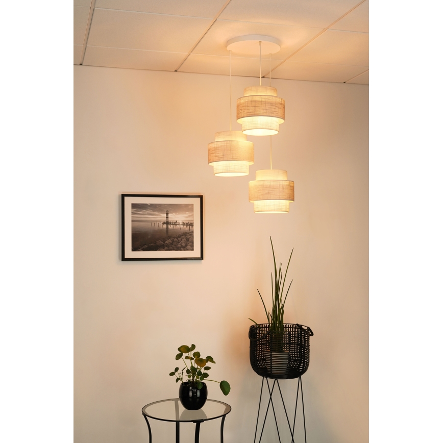 Brilagi - Lestenec na vrvici DOVER SPACE 3xE27/15W/230V siva/krem barva