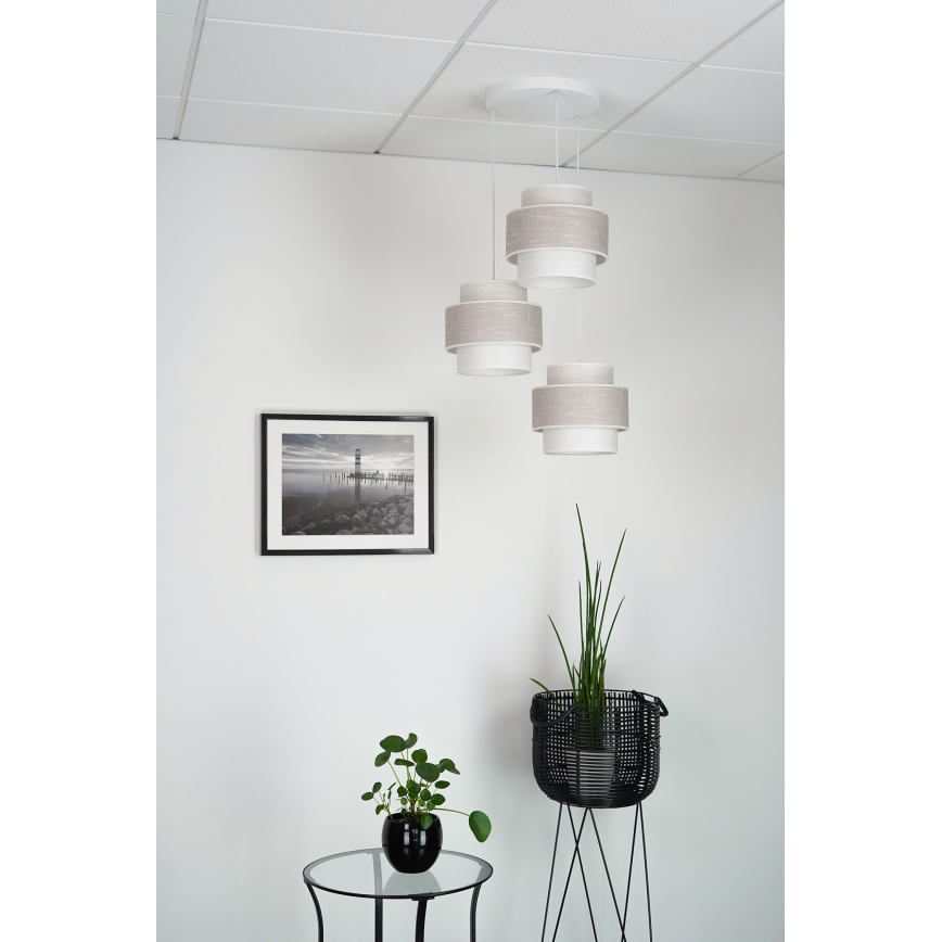 Brilagi - Lestenec na vrvici DOVER SPACE 3xE27/15W/230V siva/krem barva