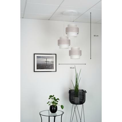 Brilagi - Lestenec na vrvici DOVER SPACE 3xE27/15W/230V siva/krem barva