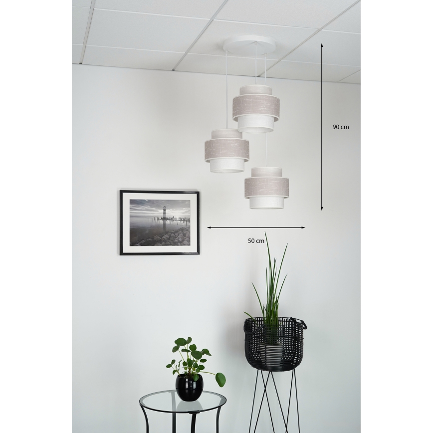 Brilagi - Lestenec na vrvici DOVER SPACE 3xE27/15W/230V siva/krem barva