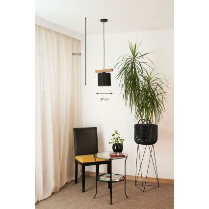 Brilagi - Lestenec na vrvici FOREST 1xE27/15W/230V bor/črna