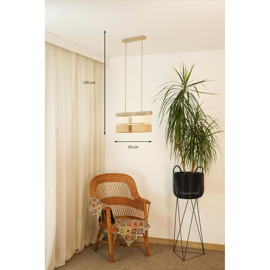 Brilagi - Lestenec na vrvici FOREST 2xE27/15W/230V bor/bež/krem barva