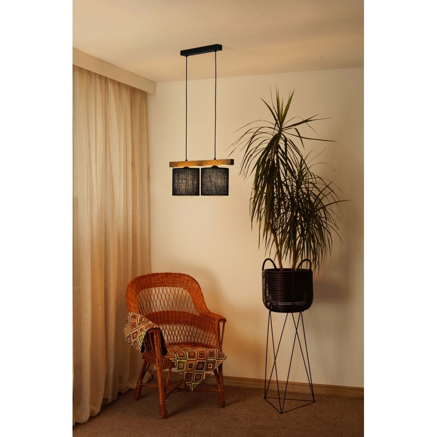 Brilagi - Lestenec na vrvici FOREST 2xE27/15W/230V bor/črna