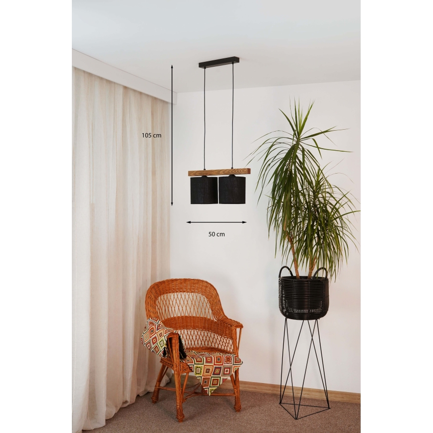 Brilagi - Lestenec na vrvici FOREST 2xE27/15W/230V bor/črna