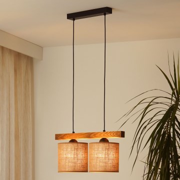 Brilagi - Lestenec na vrvici FOREST 2xE27/15W/230V bor/rjava/črna