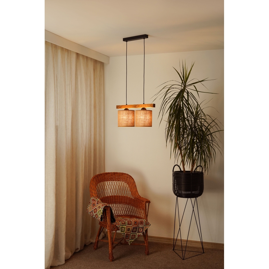Brilagi - Lestenec na vrvici FOREST 2xE27/15W/230V bor/rjava/črna
