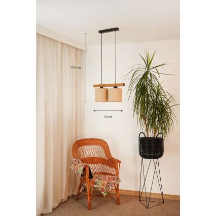 Brilagi - Lestenec na vrvici FOREST 2xE27/15W/230V bor/rjava/črna
