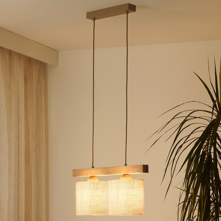 Brilagi - Lestenec na vrvici FOREST 2xE27/15W/230V bor/rjava/krem barva