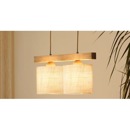 Brilagi - Lestenec na vrvici FOREST 2xE27/15W/230V bor/rjava/krem barva
