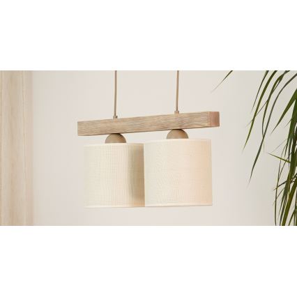 Brilagi - Lestenec na vrvici FOREST 2xE27/15W/230V bor/rjava/krem barva