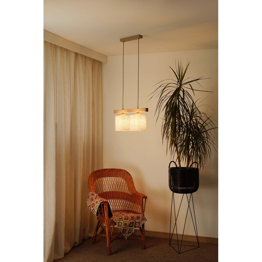 Brilagi - Lestenec na vrvici FOREST 2xE27/15W/230V bor/rjava/krem barva