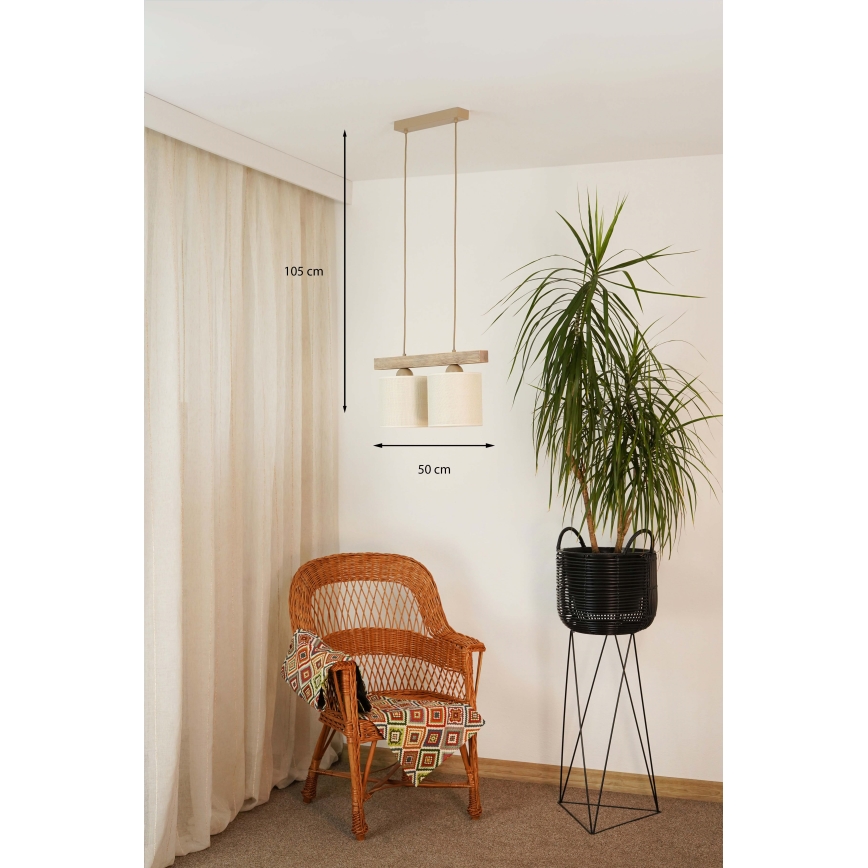 Brilagi - Lestenec na vrvici FOREST 2xE27/15W/230V bor/rjava/krem barva