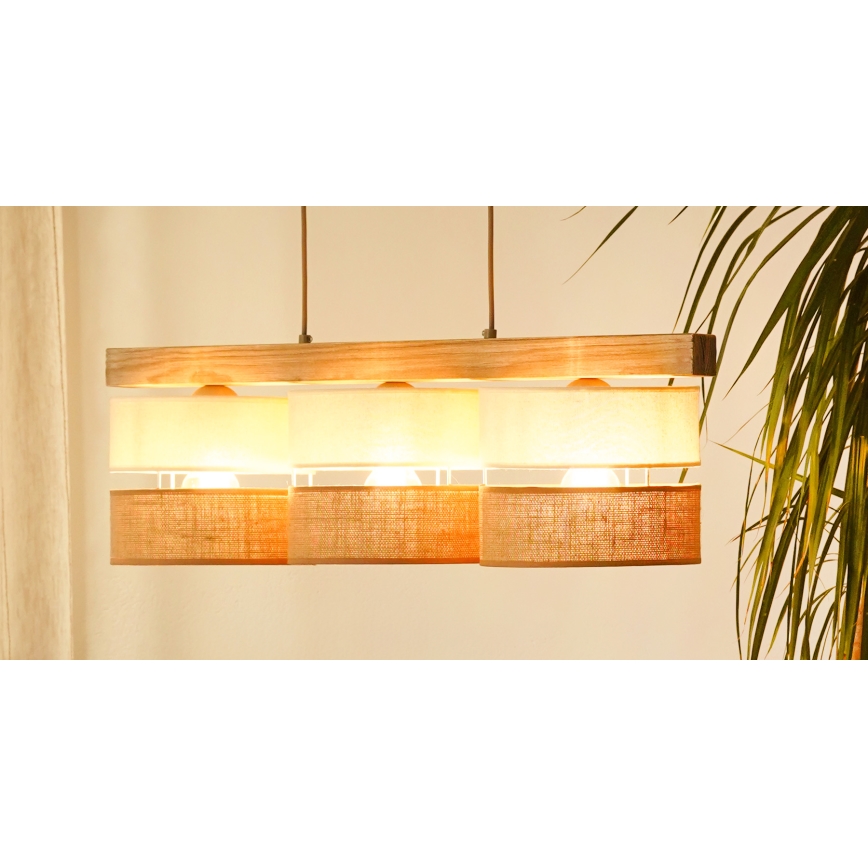 Brilagi - Lestenec na vrvici FOREST 3xE27/15W/230V bor/bež/krem barva