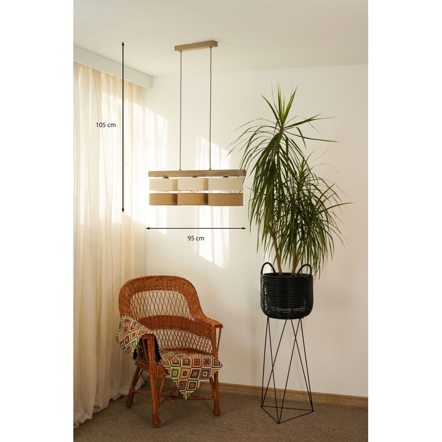 Brilagi - Lestenec na vrvici FOREST 3xE27/15W/230V bor/bež/krem barva