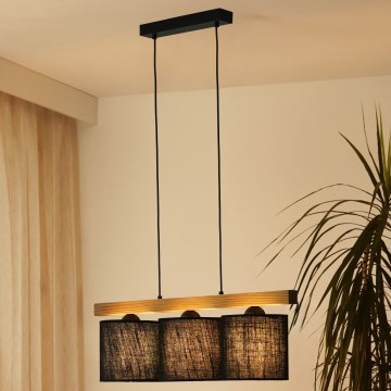 Brilagi - Lestenec na vrvici FOREST 3xE27/15W/230V bor/črna