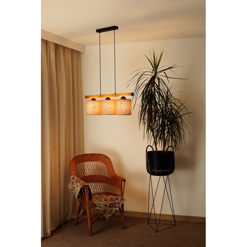 Brilagi - Lestenec na vrvici FOREST 3xE27/15W/230V bor/rjava/črna