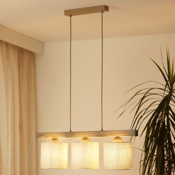 Brilagi - Lestenec na vrvici FOREST 3xE27/15W/230V bor/rjava/krem barva
