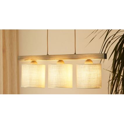 Brilagi - Lestenec na vrvici FOREST 3xE27/15W/230V bor/rjava/krem barva