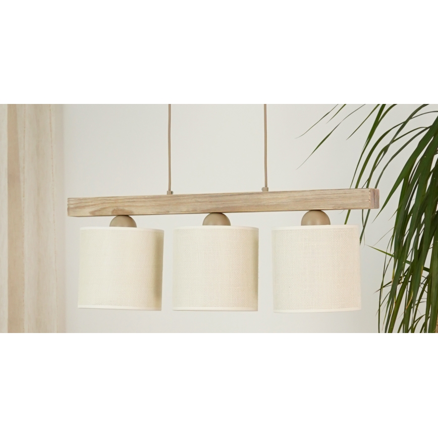Brilagi - Lestenec na vrvici FOREST 3xE27/15W/230V bor/rjava/krem barva