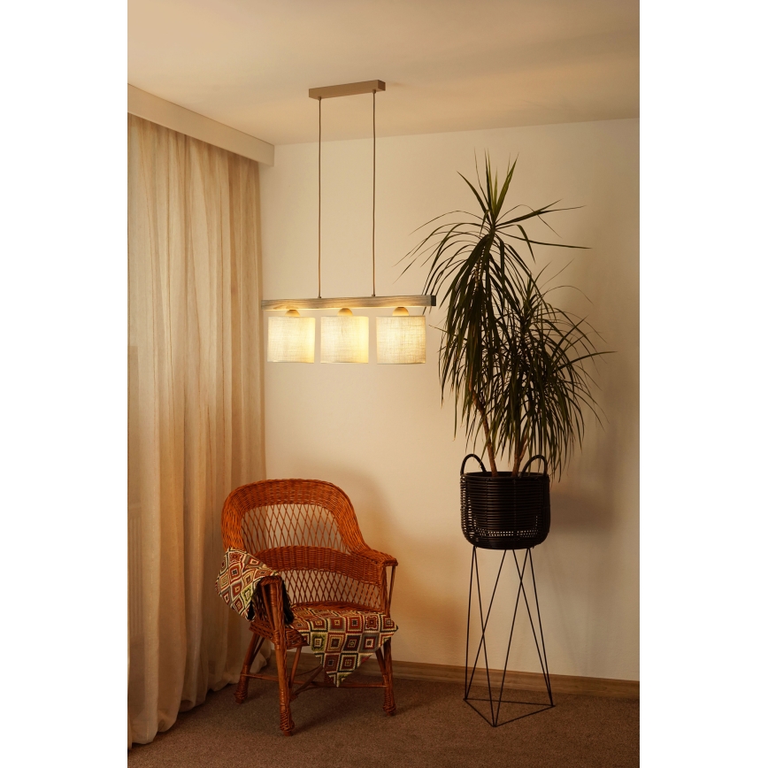 Brilagi - Lestenec na vrvici FOREST 3xE27/15W/230V bor/rjava/krem barva